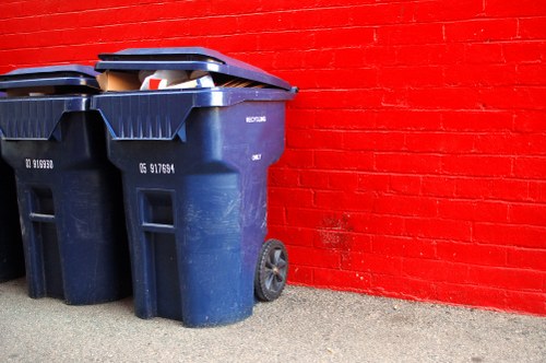 Hampstead street with a skip placed for waste management