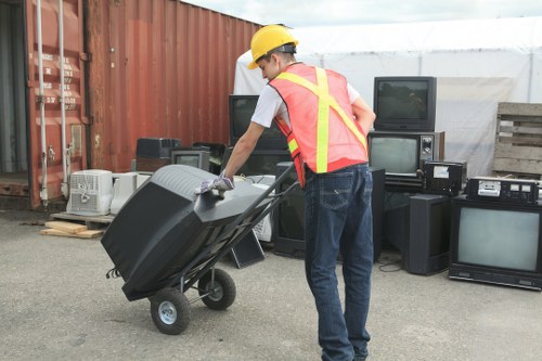 Secure skip bin placed at a construction site